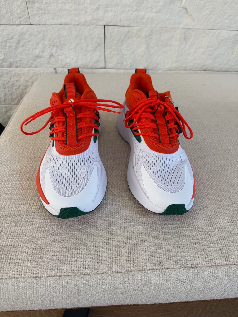 Men's adidas light strike Running Shoes in White, Orange & Green UM sneakers